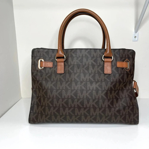 MICHAEL Michael Kors Brown Signature Coated Canvas Large East West Hamilton Tote - Picture 8 of 11